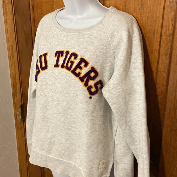 Pressbox LSU Tigers Comfy Light Gray Vintage Wash Sweatshirt Size Medium - Picture 3 of 12